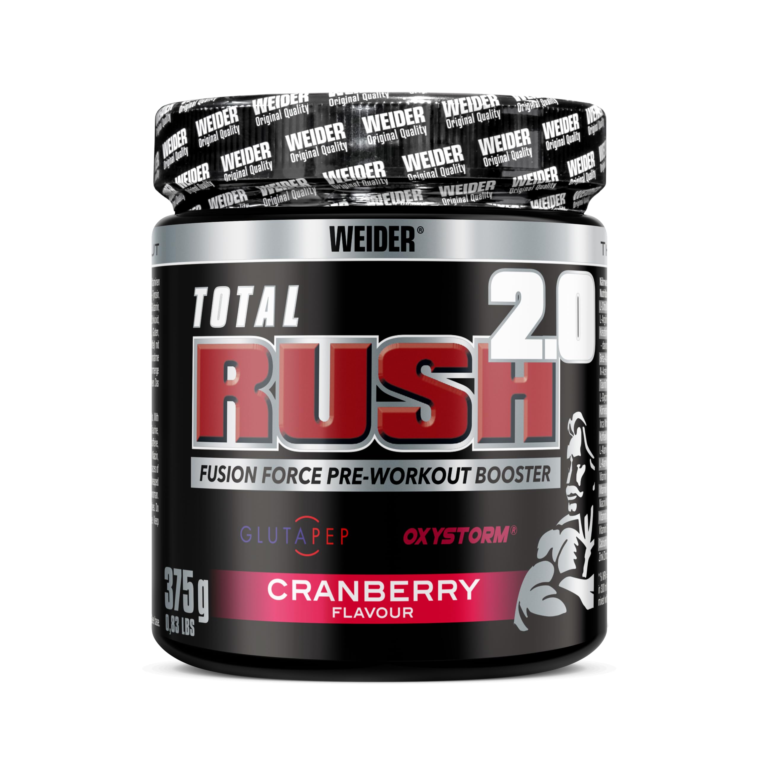 Weider Total Rush 2.0, 375g, Cranberry | Hochintensives Pre-Workout Pulver, Mit L-Citrullin, L-Arginin, Kreatin & Koffein