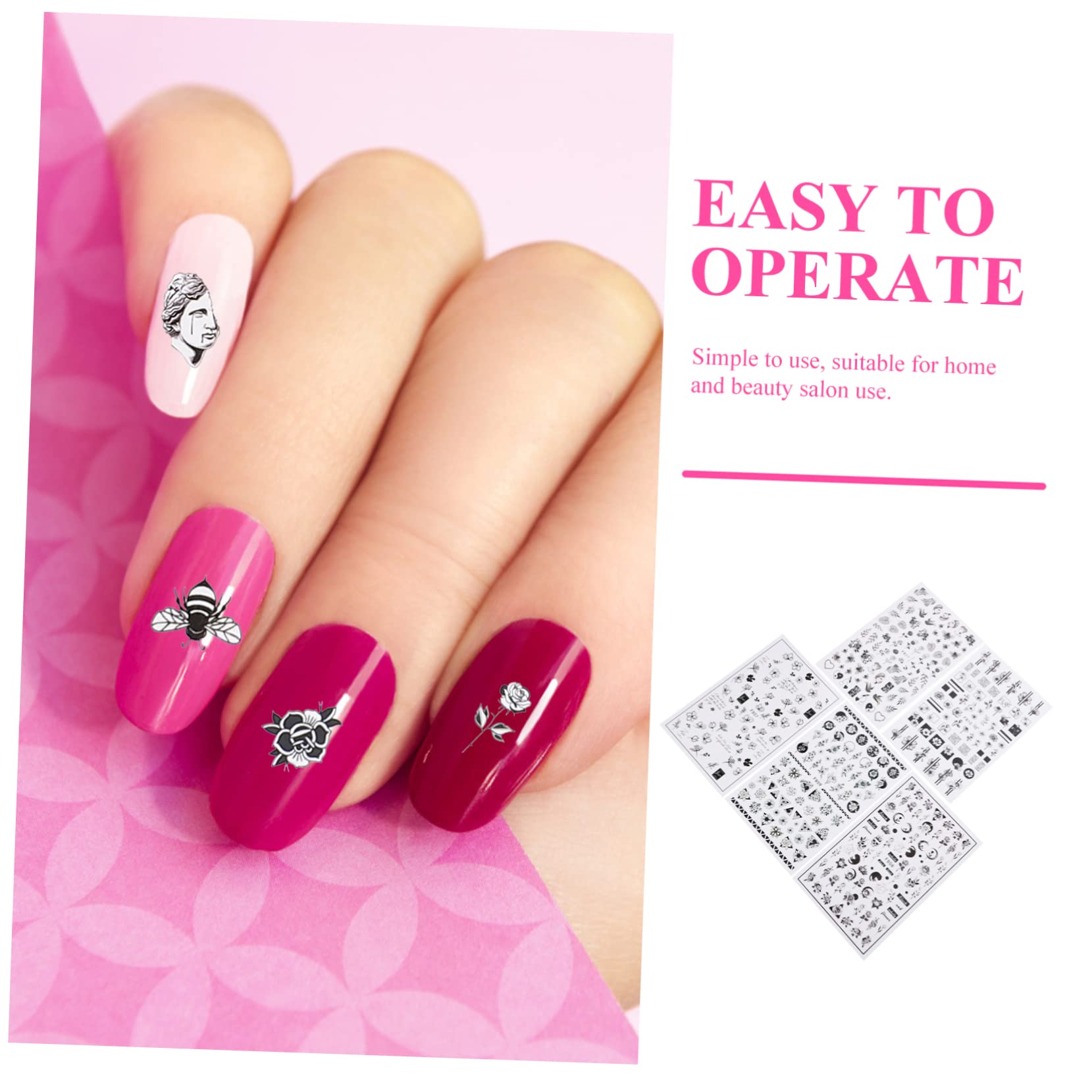 5 Set Adesivi Per Unghie Fiori E Decorazioni Manicure Autoadesive Per Nail Art Per Feste E Creatività Personale 10 Fogli*5