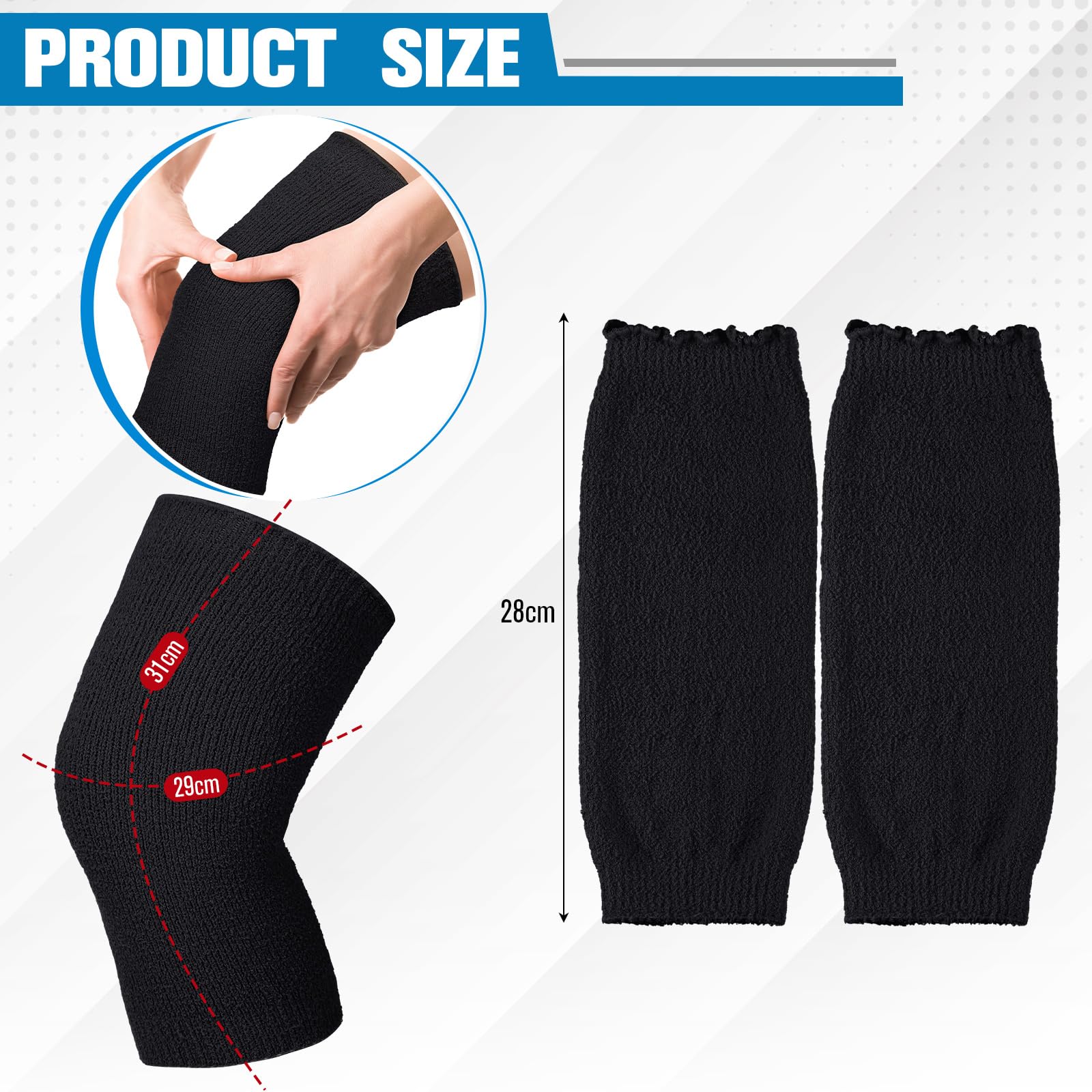 Geyoga Calentador de Rodillas de Invierno Manguito de Punto Elástico para Rodillas Protector de Rodillas Térmico Antideslizante Protector de Rodillas para Problemas de Artritis(Gris,1 Par)