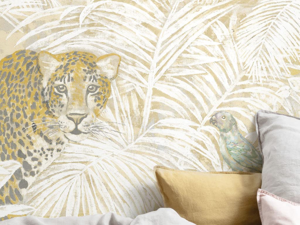 Komar Jungle Maze Non-Woven Photo Wallpaper for Living Room Bedroom, Decoration, Jungle, Gold, Plant - Image 4