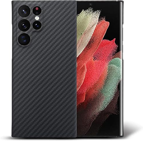 Miniatura 1 de Sisyphy Funda súper delgada para Samsung Galaxy S23 Ultra de 6.8 pulgadas, funda protectora de fibra de aramida real, suave al tacto, resistente al