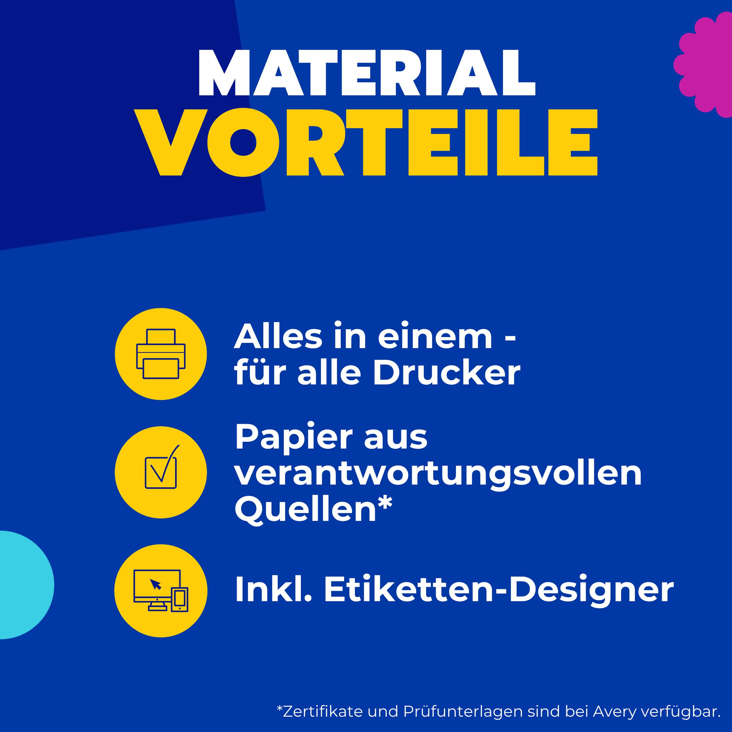 AVERY Zweckform 3452 Rote Etiketten (1.600 Aufkleber, 105x37mm auf A4, permanent haftend, selbstklebende Farbetiketten, Papier matt, bedruckbare, farbige Klebeetiketten) 100 Blatt