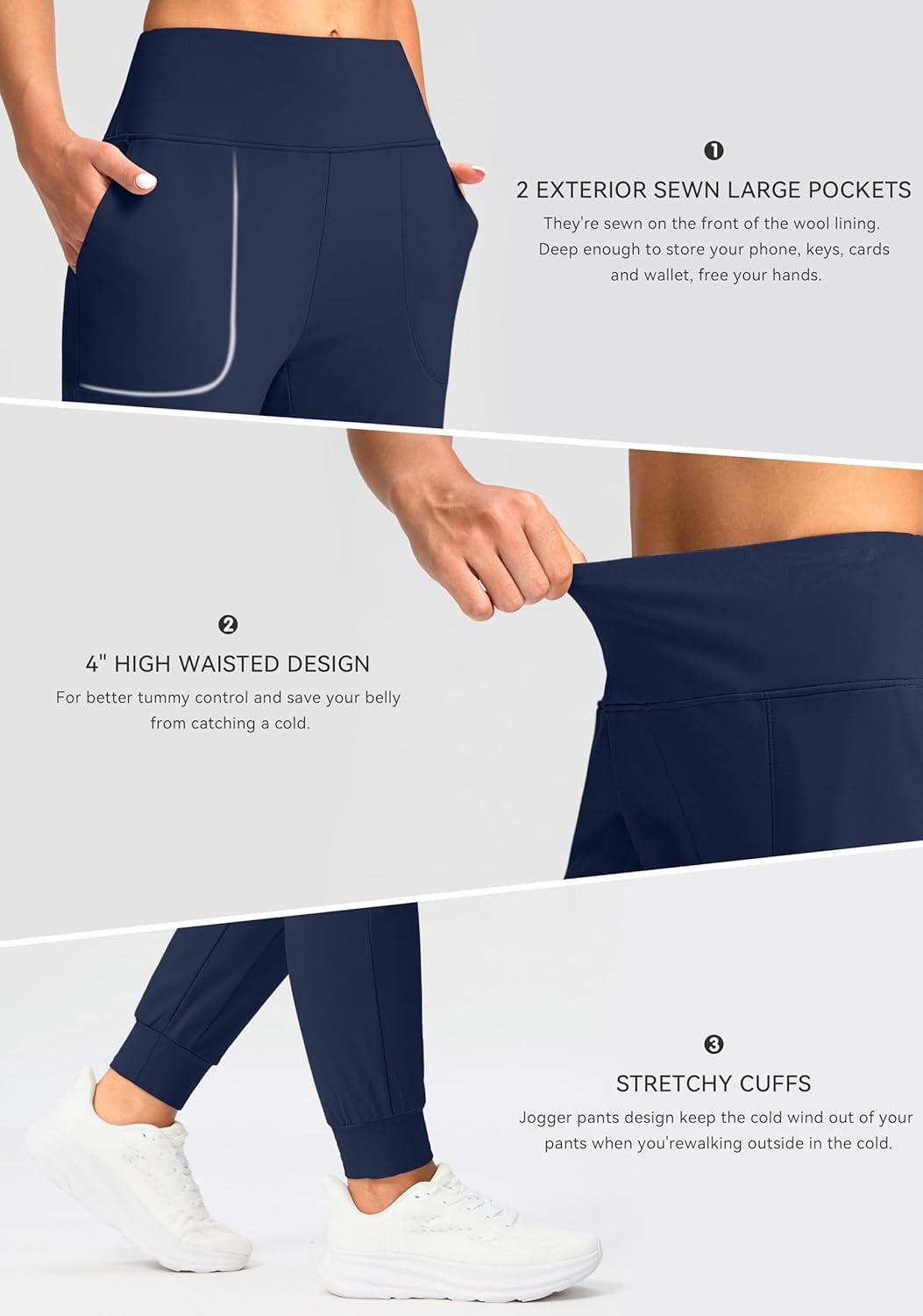 Soothfeel Women's Fleece Lined Joggers Pants High Waisted Water Resistant Thermal Sweatpants Winter Hiking Pants with Pockets - Image 6