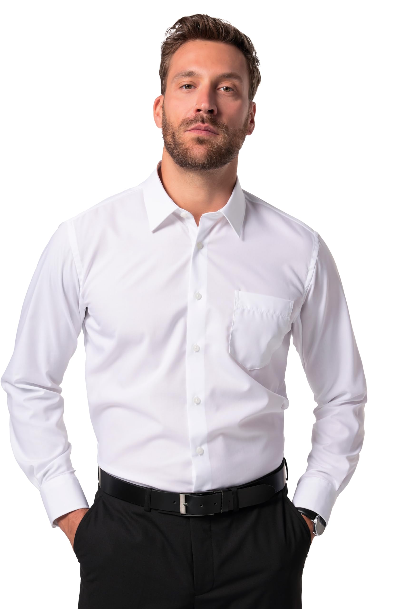 JP 1880 Men's Shirt, Snow White, 7XL