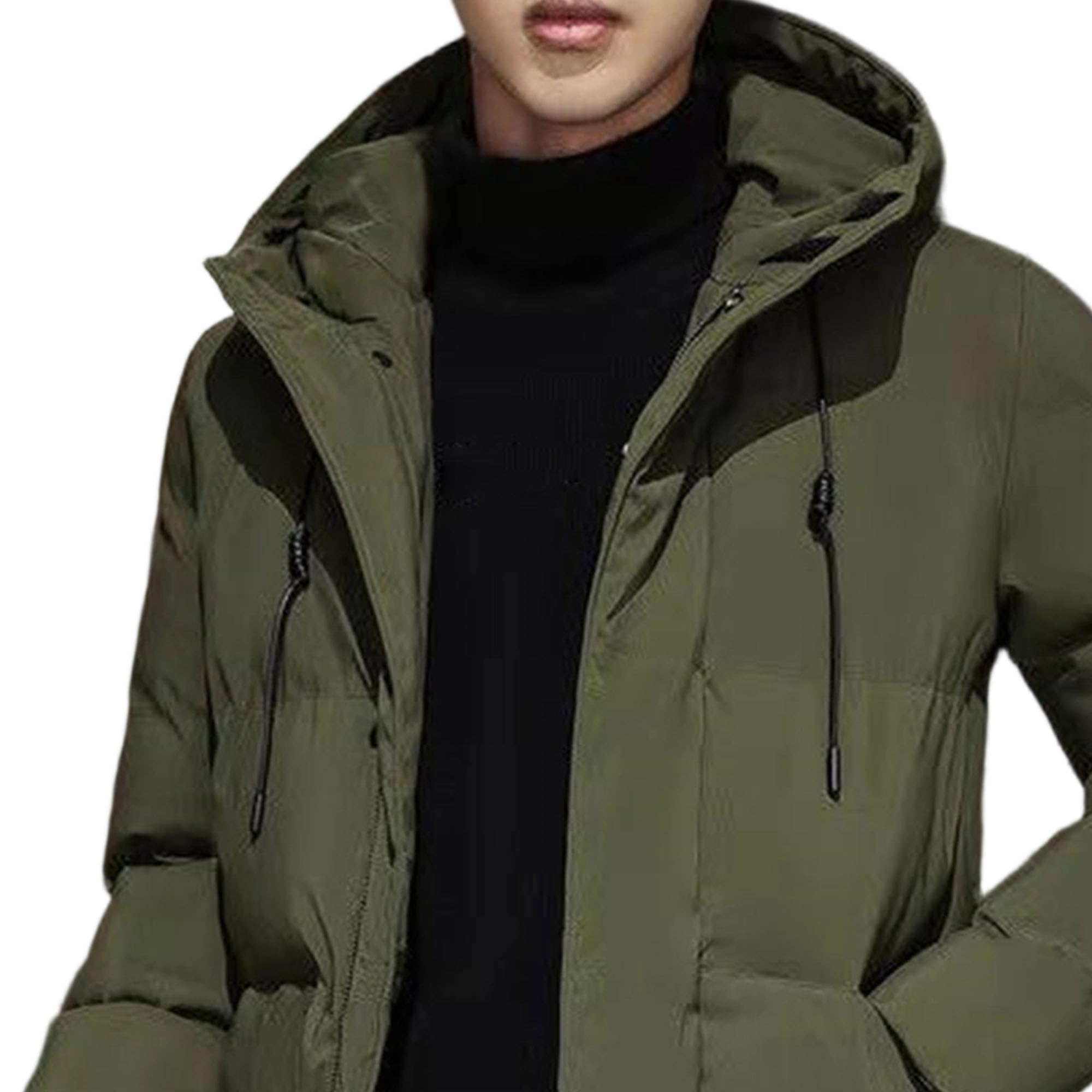 Parka lungo da uomo termico isolato lungo con cappuccio imbottito piumino antivento caldo capispalla giacca a vento