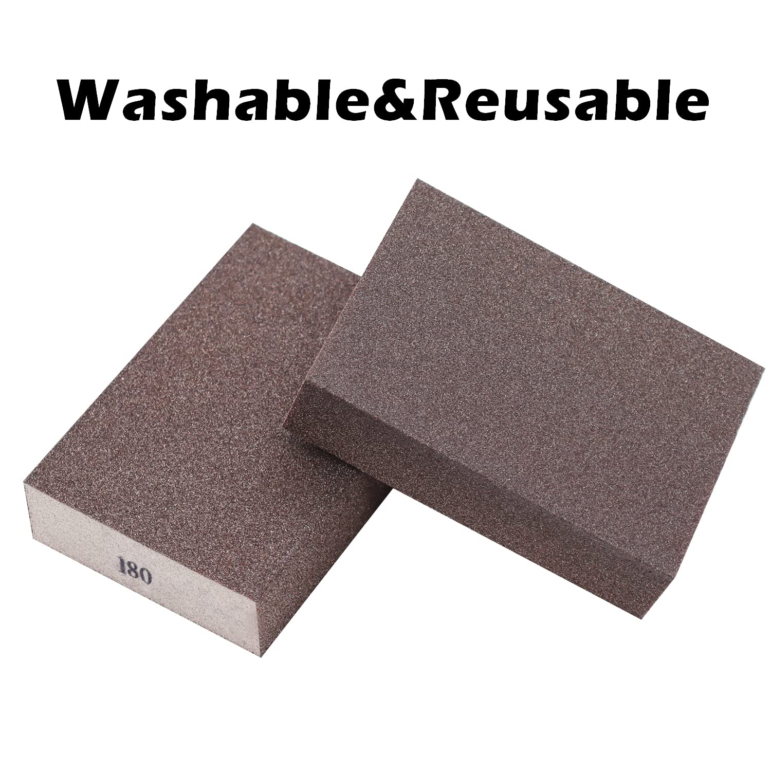 6Pcs Sanding Sponge 180 Grit Fine Blocks for Pot Brush Pan Brush Metal Sanding Wood Sanding Washable&Reusable N-G-001-180