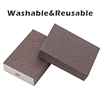 Vista 5 de 6 esponjas de lijado de grano 180 bloques finos para cepillo de olla, cepillo de sartén, lijado de metal, lijado de madera, lavable y reutilizable