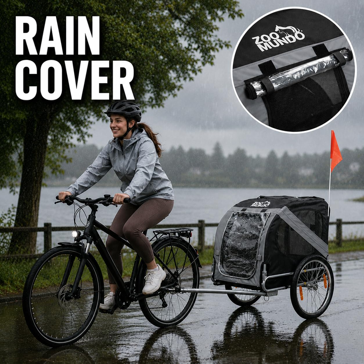 zoomundo Fahrradanhänger Hundeanhänger für Hunde-Transport Silver Frame