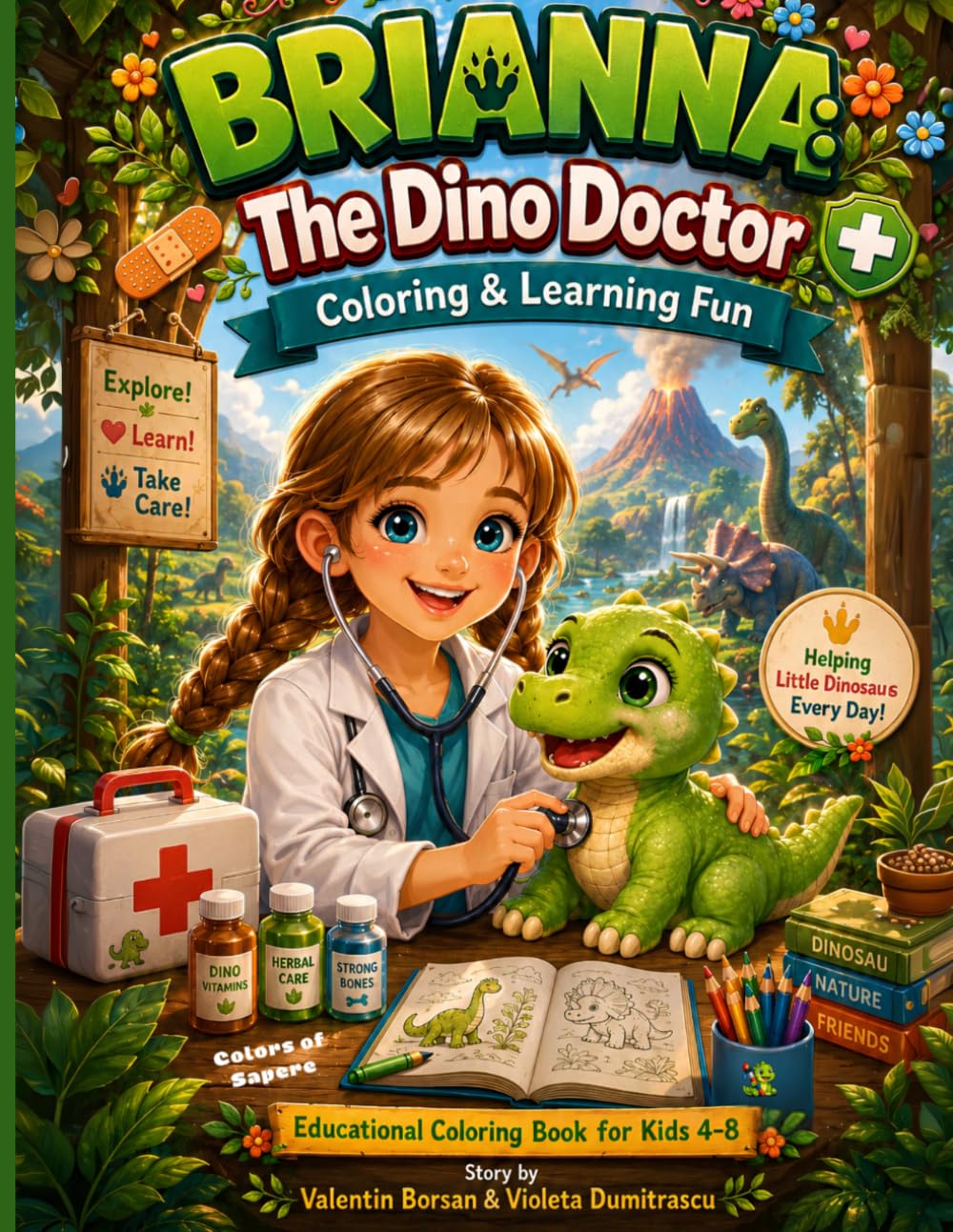 Brianna: The Dino Doctor — A Coloring & Activity Book: Colors of Sapere Series