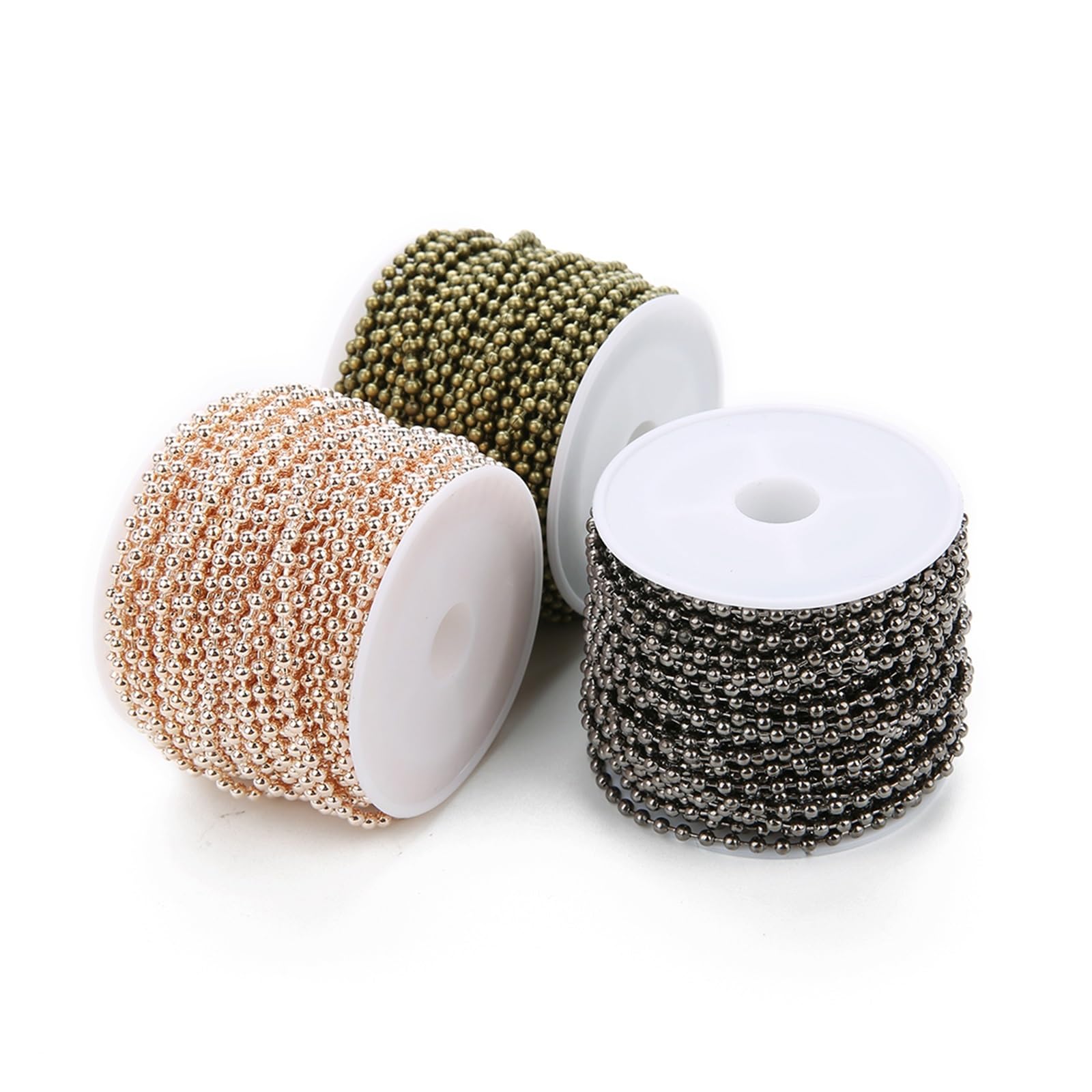Łańcuszek z koralików, Bead Chain Connector for DIY Jewelry Making Bracelet 30 Yards Round Ball(Rhodium,2.4mm)