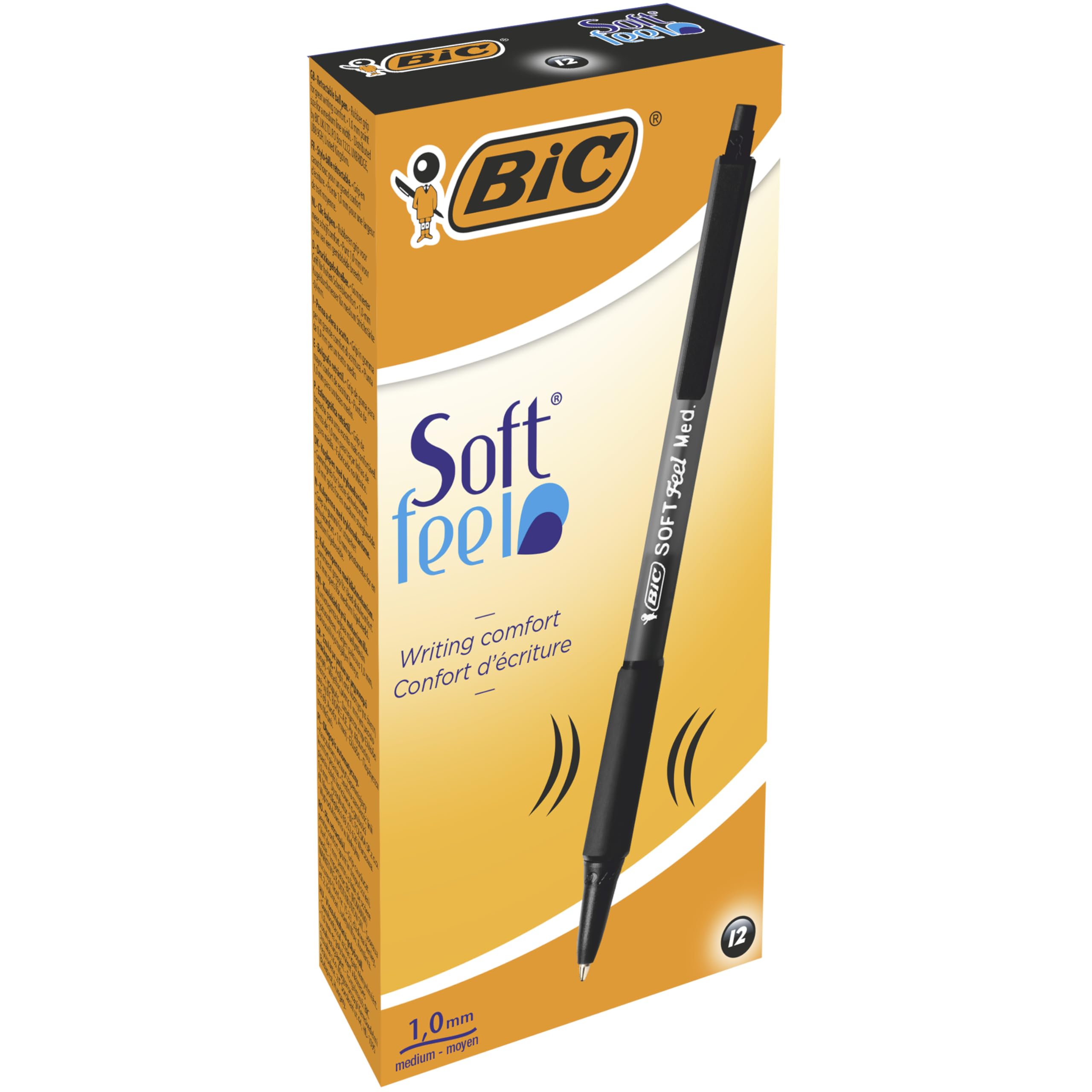 Bic Soft Feel 8373971 Długopisy, Czarny, 12 szt.