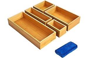 Bamboo Organizers for Kitchen Drawers - Secura Bamboo Drawer Organizer Box Set