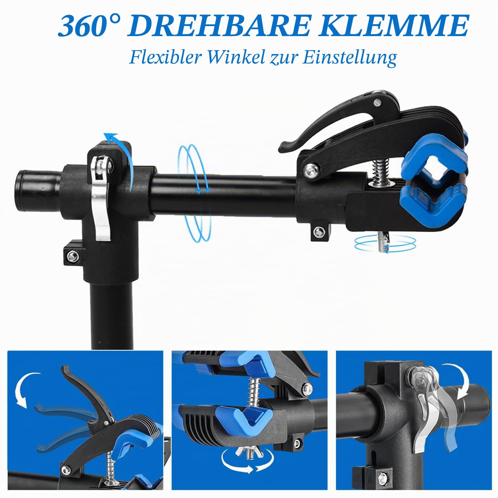 Fahrrad Montageständer, Fahrrad Reparaturständer Bis 30 KG, Höhenverstellbar, Klemmkopf 360° Drehbar, Fahrradmontageständer für Rennrad, Mountainbike