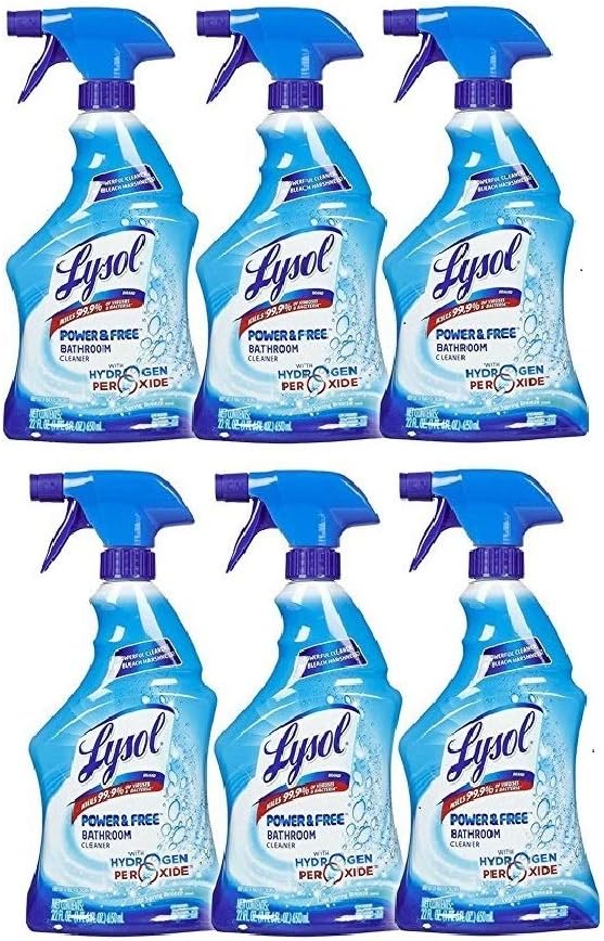 Lysol Bleach Free Hydrogen Peroxide Bathroom Cleaner Spray, Fresh, 22 oz (Pack of 6)