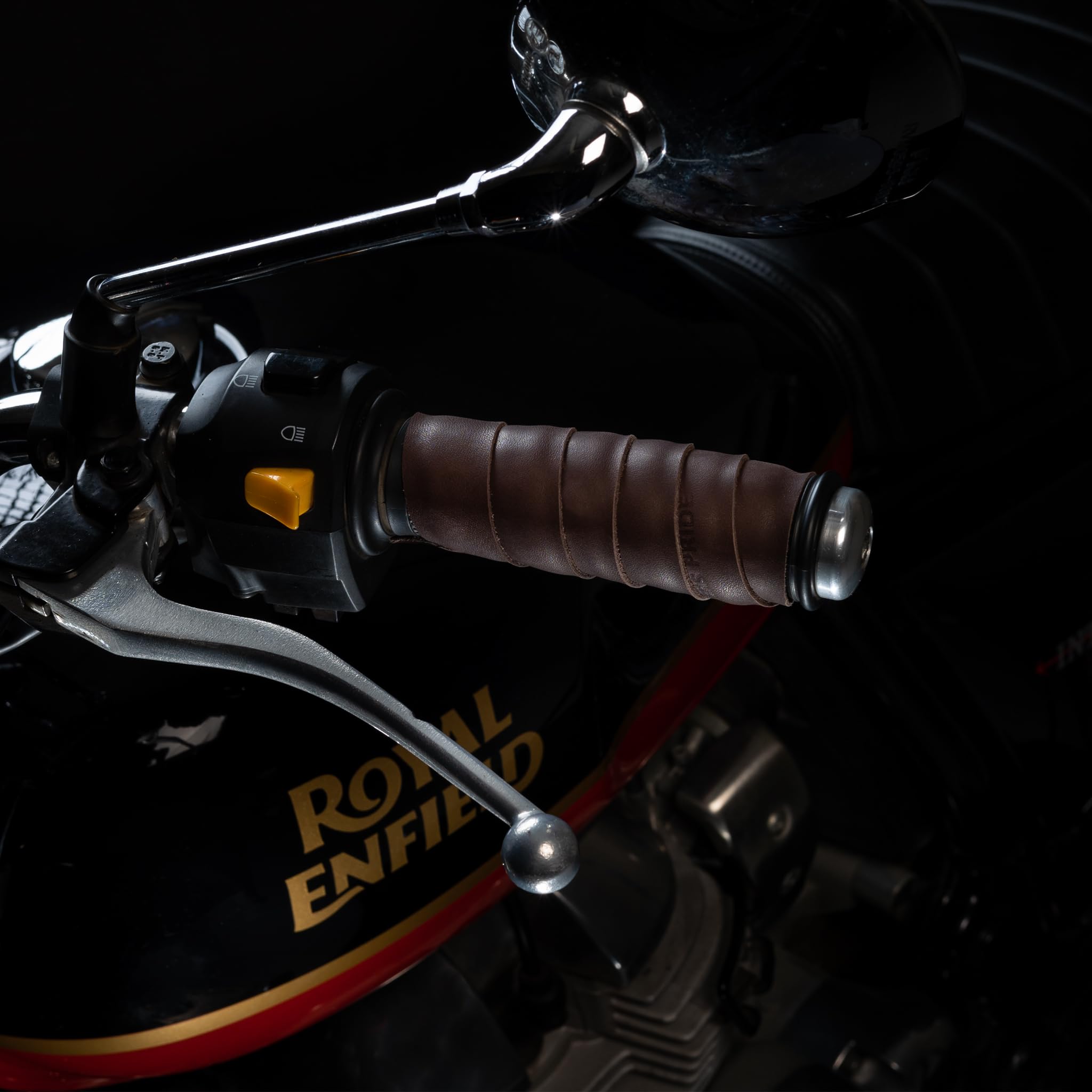 Leather Handle Grips for Motocycle | Accelarator Grip for Bike | Cocoa 1