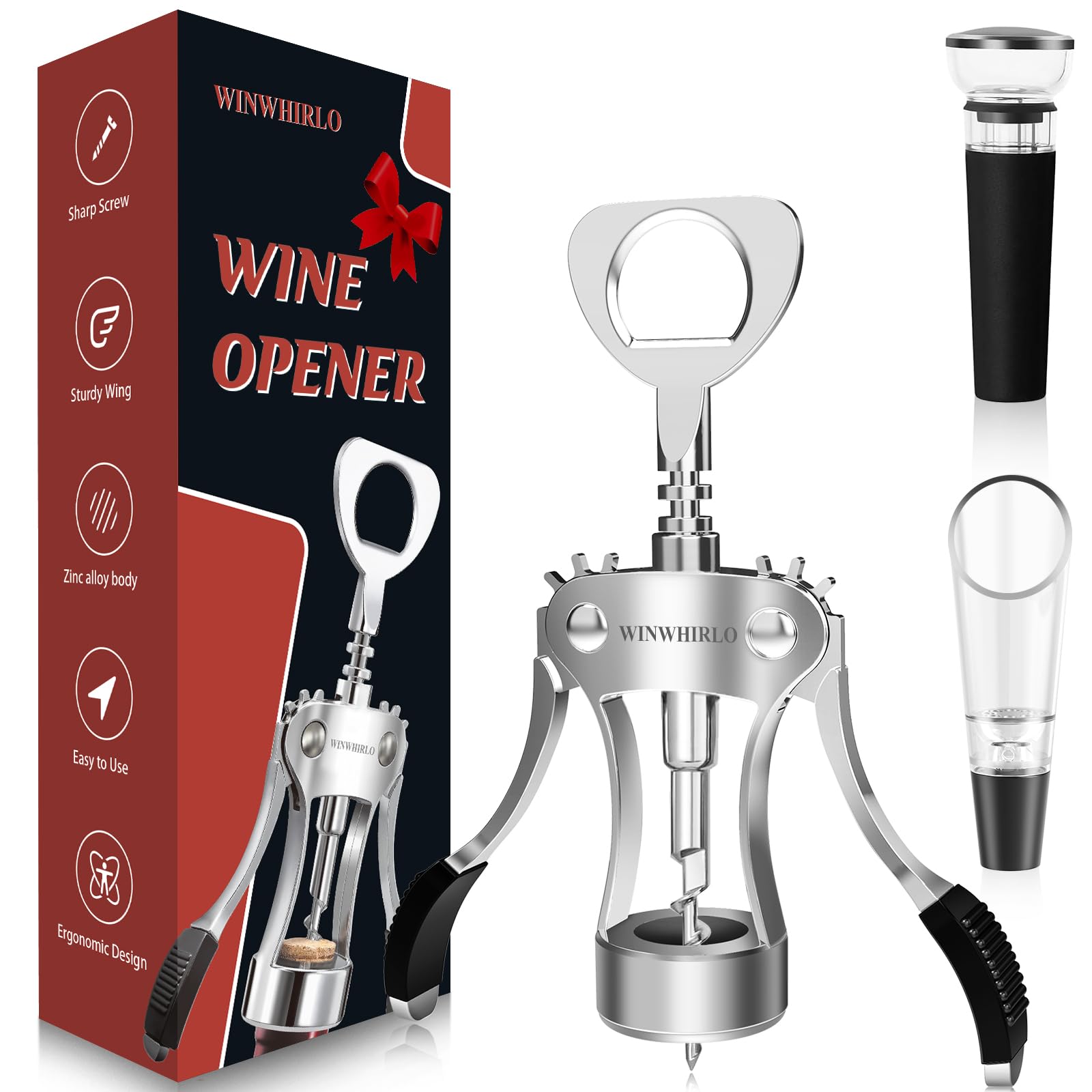 Amazon.com: WINWHIRLO Wine Bottle Opener Gift Set, Zinc Alloy Wing