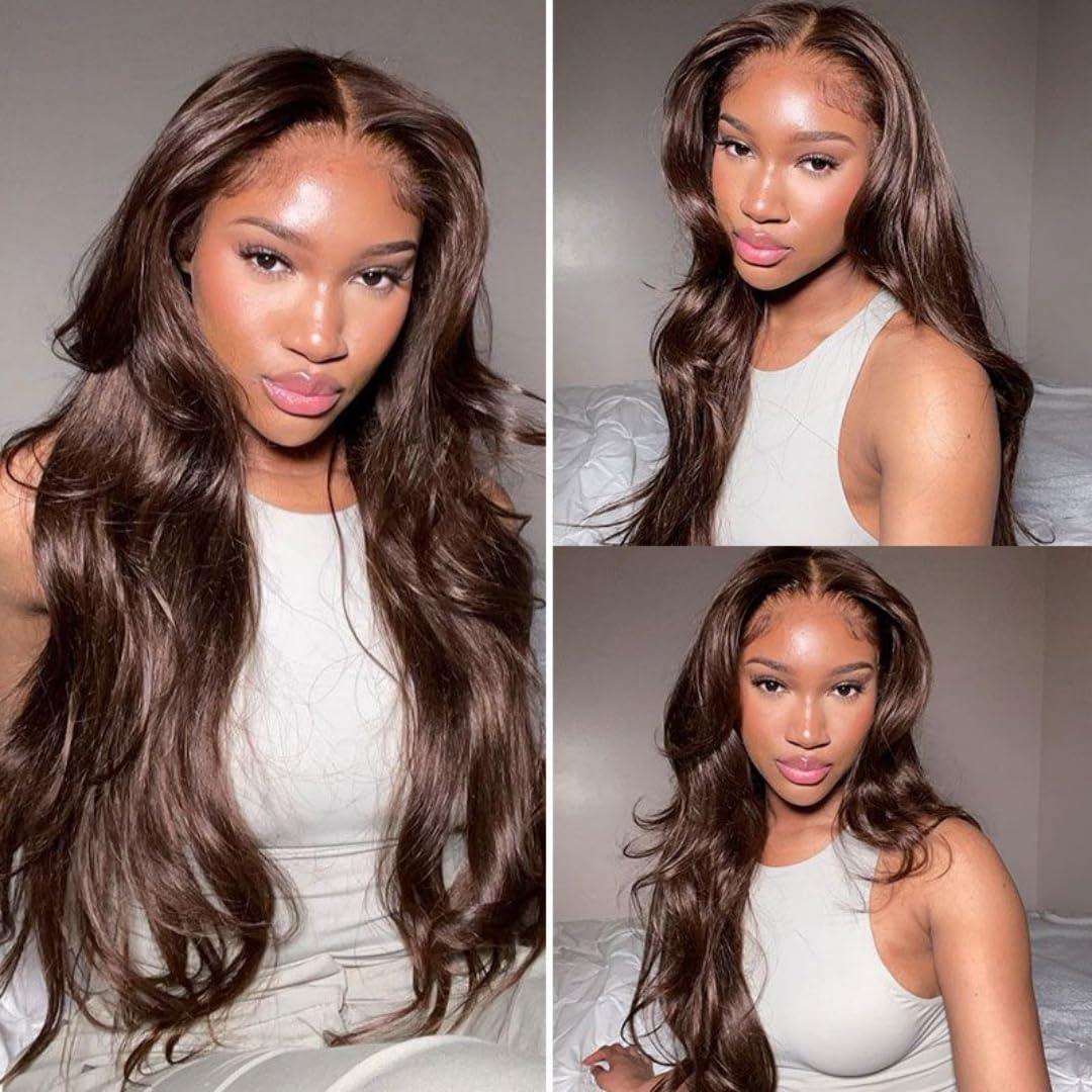 Ali Pearl #4 Dark Brown Body Wave Lace Front Wigs Human Hair 4x7 Lace Closure Glueless Wigs For Women #4 Dark Brown Glueless Body Wave Human Hair Wig Pre Cut Lace Pre Plucked Ready to Wear 24 Inch