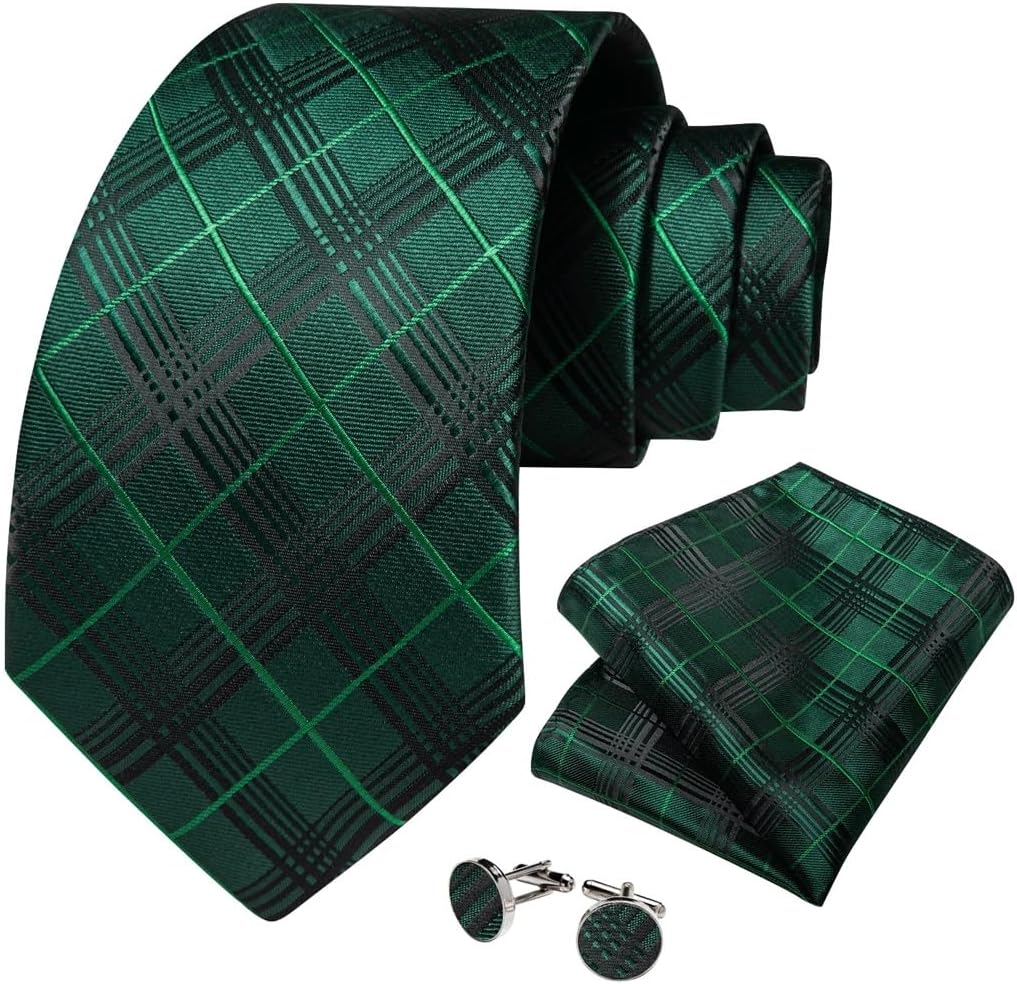 Men Neckties Men's Ties Striped Plaid Wedding Party Necktie Accessories for Business Suits Gift Handkerchief Cufflinks