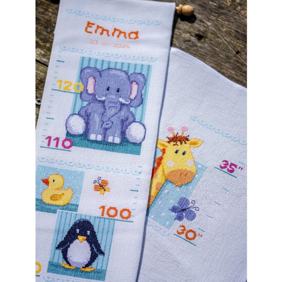 VERVACO Haft Krzyżykowy Liczony Zestaw Miarka Wzrostu dla Dzieci MAŁE ZWIERZĘTA Zrób to Sam Zestaw Kreatywny dla Dorosłych 18 x 70 cm Dekoracja Ścienna DIY Cross Stitch Kit