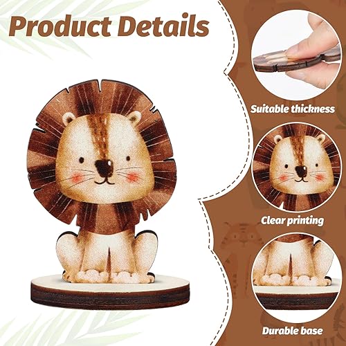 Miniatura 4 de Thyle Centros de mesa de madera para baby shower, 20 piezas, animales de la selva, centro de mesa de madera de bosque de animales salvajes,