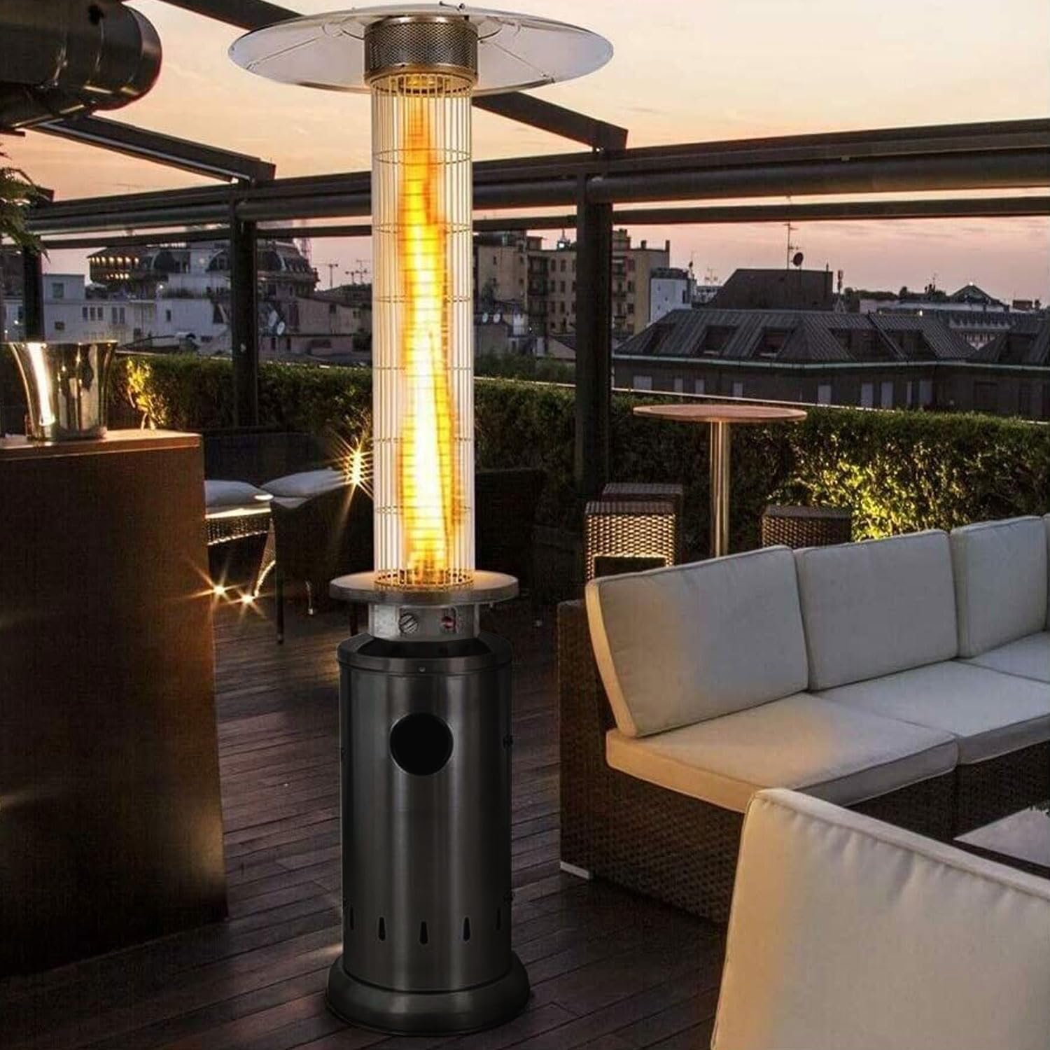 Stufa A Gas A Fungo Marvin Portatile - 13KW Per Esterni, Alimentazione GPL, Grigio Opaco