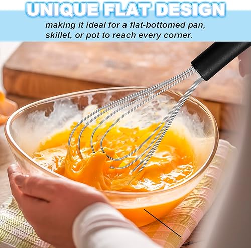 Miniatura 4 de Anaeat Juego de 4 batidores de cocina de acero inoxidable, batidora de leche y huevo con alambre grueso para batir, cocinar, hornear, batir y