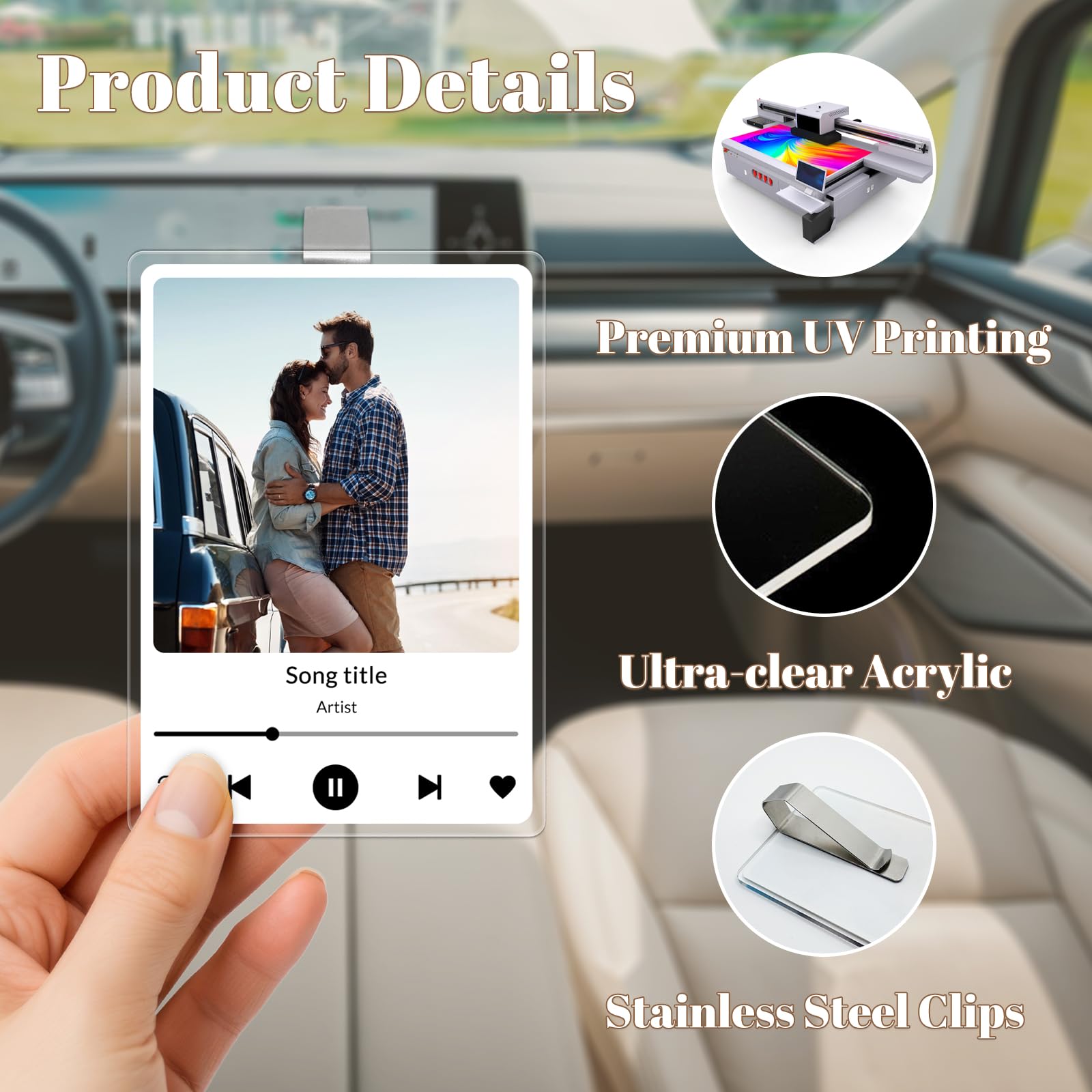 Porte-photo Pour Pare-soleil De Voiture - Cadre En Bois Avec Clip - Cadeau Personnalisé Pour Papa, Léger Et Pratique