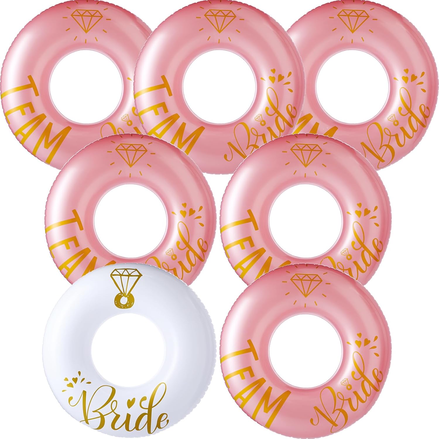 7 Pcs Bride Pool Float Funny Bachelorette Party Decorations Inflatable Pool Tubes for Adults 48'' Team Bridal Pool Floaties Party Favors for Bachelorette Bridal Shower Party