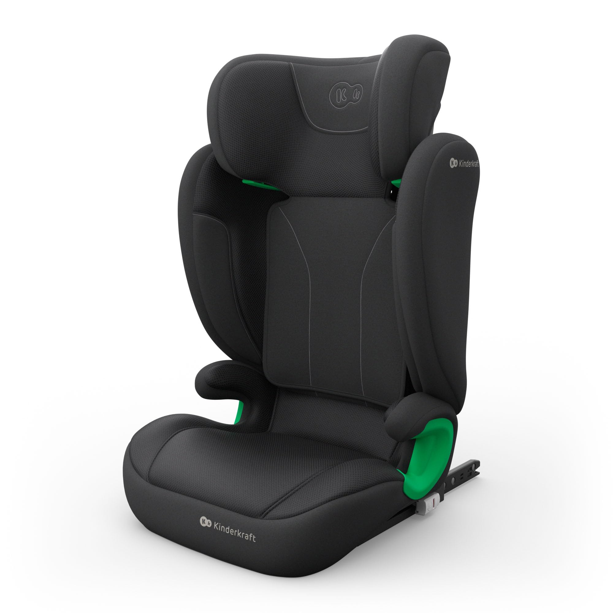 Kinderkraft JUNIOR FIX 2 PRO child car seat 100–150 cm, ISOFIX or seat belt installation, H-GUARD headrest, SPS side protection, AIR FLOW breathable upholstery, adjustable headrest, Black