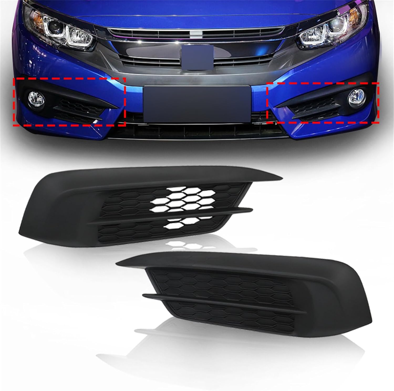 LABLT Fog Light Frame 2 Pcs Replacement for 2016-2018 Honda Civic Sedan/Coupe 71103-TBA-A00 71108-TBA-A00 Fog Lamps Cover - Image 7