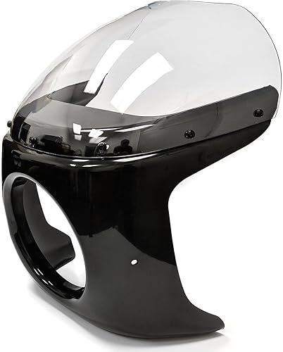 Miniatura 3 de Krator Pantalla de carenado para faros delanteros de motocicleta de 7 pulgadas, color negro y transparente, retro Cafe Racer Bobber Drag Viper