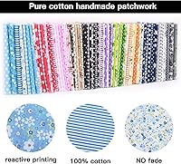 Vista 5 de Paquete de tela de algodón de bricolaje de 19.7 x 19.7 pulgadas, 7 patrones diferentes, cuadrados de material de patchwork para coser acolchados