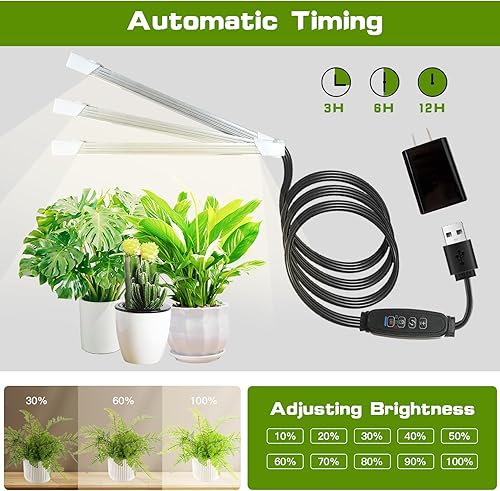 Miniatura 9 de Soporte para Plantas con Luz de Crecimiento, Estante para Plantas con Luz de Crecimiento, Estante de Metal de 8 Niveles con Luces de Crecimiento de