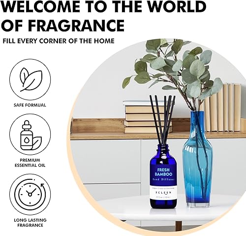 Miniatura 106 de Juego de difusores de junco, difusor de aroma de 3.7 onzas, 6 varillas difusoras de junco, fragancia para el hogar, peonía y cítricos, varillas