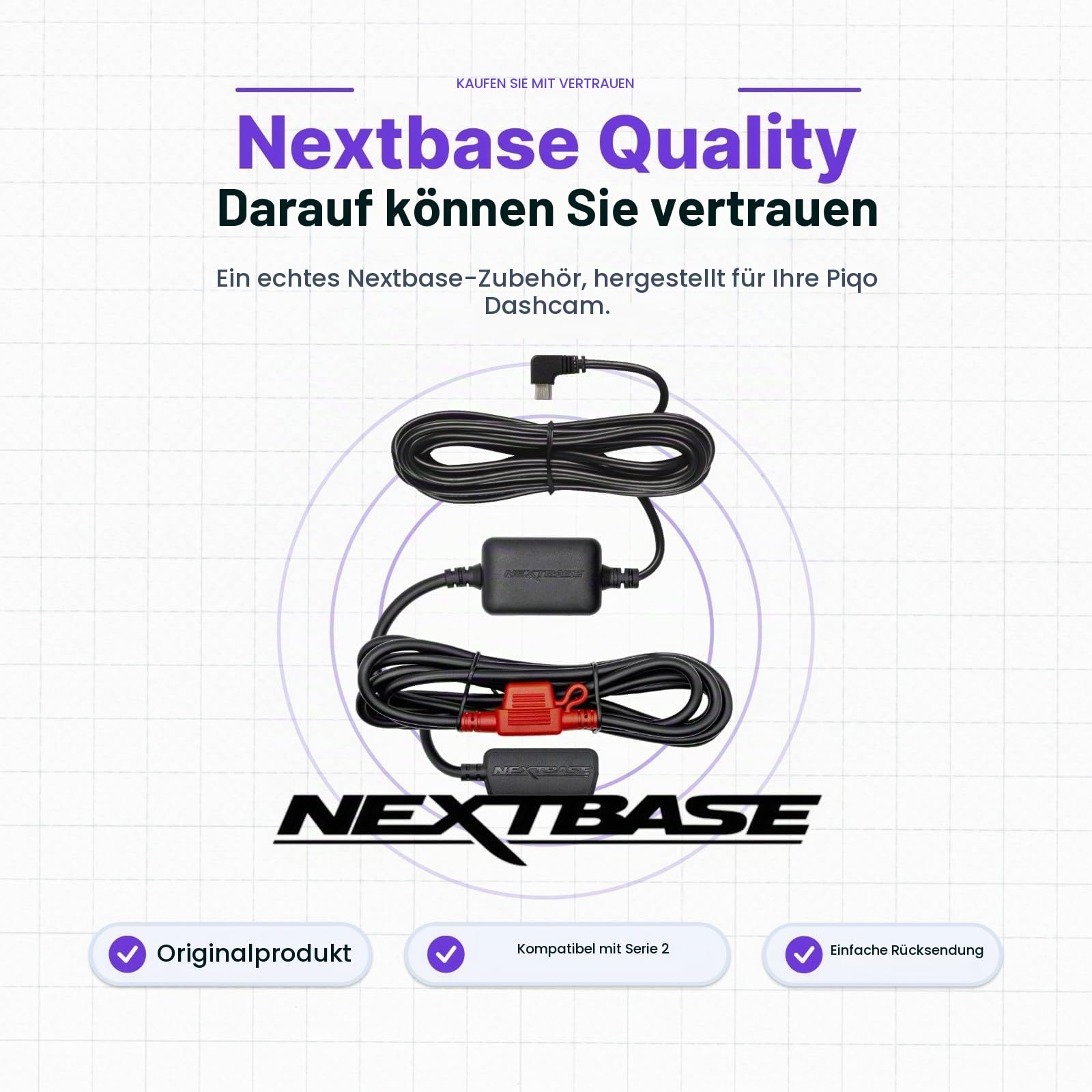 Nextbase OBD Hardwire Kit – Festverkabelung für Dashcam Modelle 122, 222, 322GW, 422GW, 522GW, 622GW – Einfache Plug & Play Installation am OBD-Anschluss, 5m Kabel & Batterieschutz