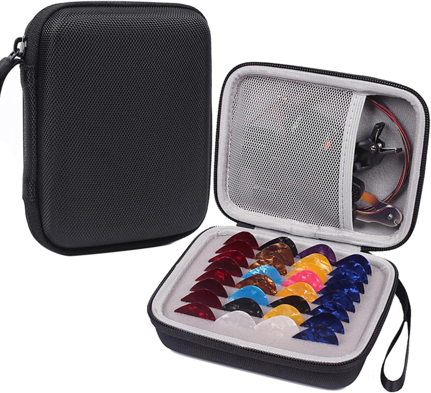 Guitar Pick Box Holder, Waterproof Multi-Purpose Holder Bag, Dustproof Pick Pouches with Soft Lining for Bass, Portable Organizer for Electric Guitar