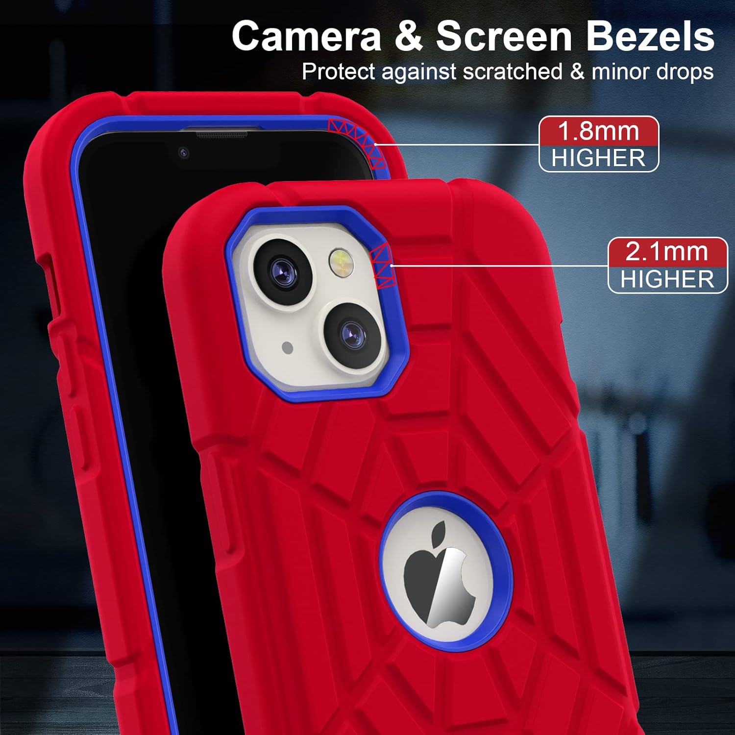 Grifobes for iPhone 14 Case 2022 / iPhone 13 Case 2021 (6.1inch), Thick Silicone 3-in-1 Heavy Duty Shockproof Rugged Protective i Phone 6.1" Rubber Cover (Red+Blue) - Image 5
