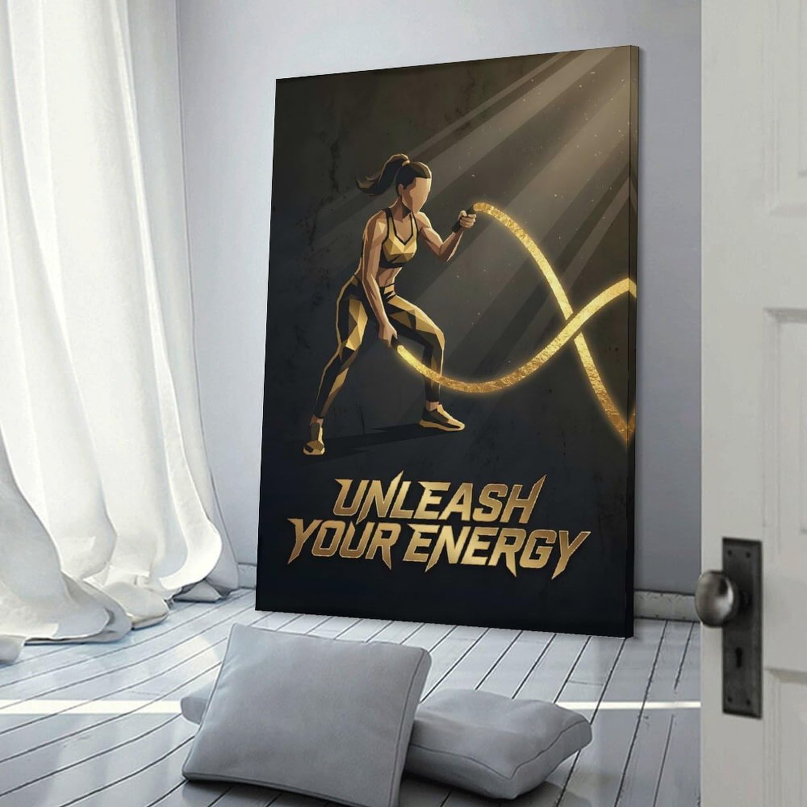 Junmoney Wall Art Print Woman with Battle Ropes, 20x30inch(50x75cm), for Living Room, Bedroom Or Apartment Walls, Modern Wall Decor for Cosy Interiors