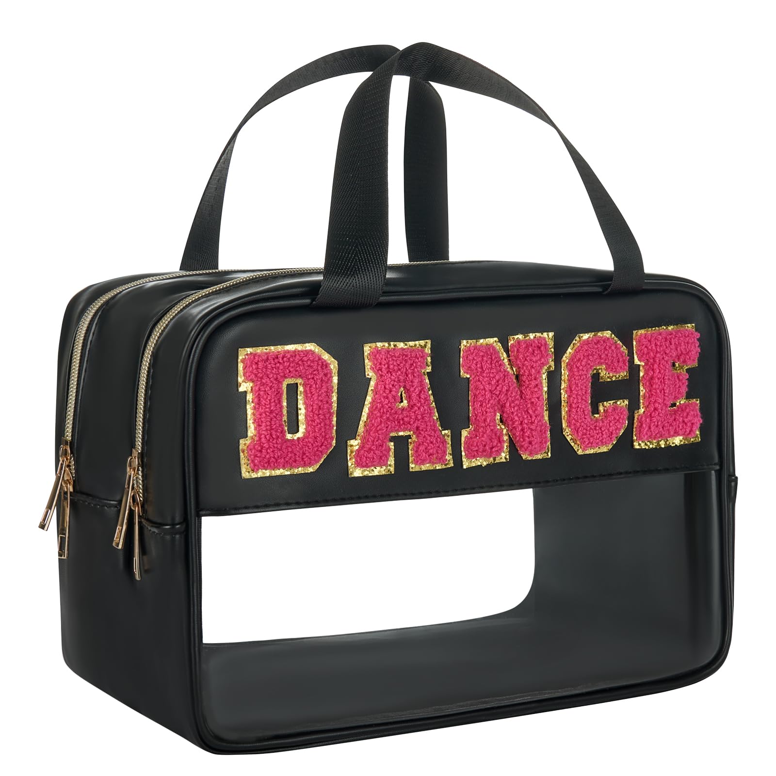 Dance Bag - Clear Makeup Bag, Varsity Letter Pouch, Dance Competition Accessories, Travel Toiletry Bag