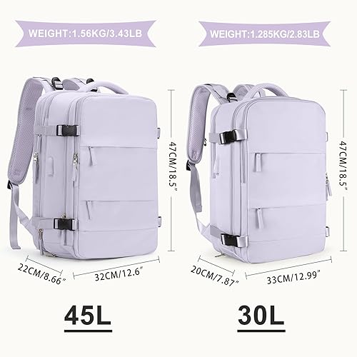 Miniatura 421 de coowoz Mochila de viaje grande para mujeres y hombres,Mochila de transporte,Mochila de senderismo impermeable para deportes al aire libre, Azul, 45