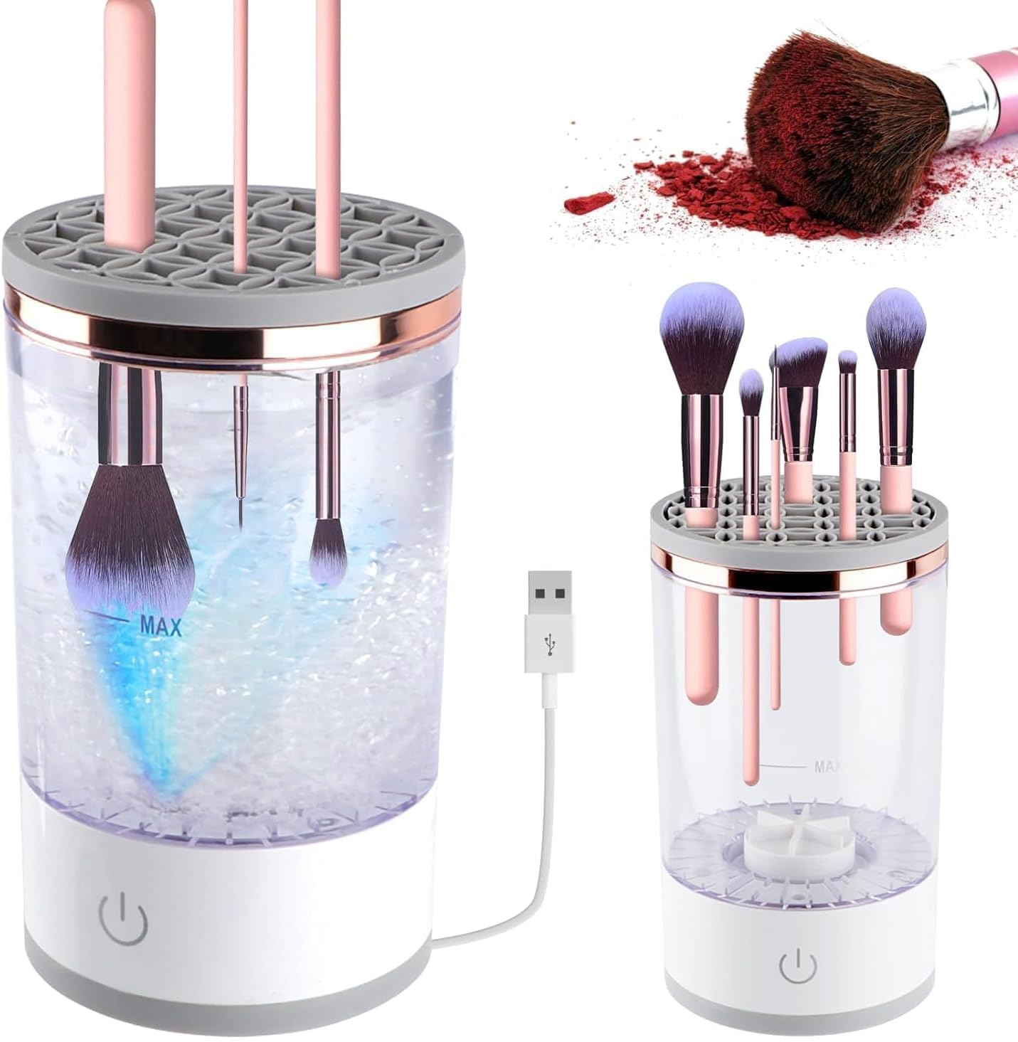 NIRVIK Portable Automatic Electric Makeup Brush Cleaner | USB Powered Cosmetic Brush Spinner Washer for Brushes, Foundation Sponges, Powder Puffs & Blenders (1 PC)