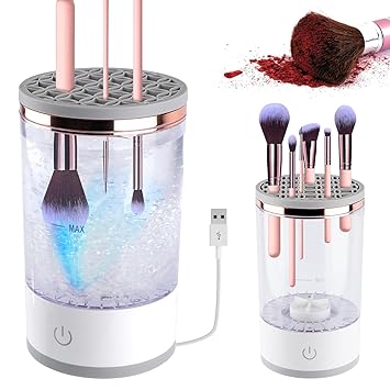 NIRVIK Portable Automatic Electric Makeup Brush Cleaner | USB Powered Cosmetic Brush Spinner Washer for Brushes, Foundation Sponges, Powder Puffs & Blenders (1 PC)