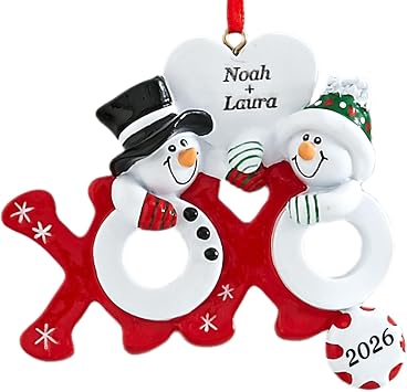 Lets Make Memories Personalized Christmas Ornament - Hugs & Kisses Snowmen