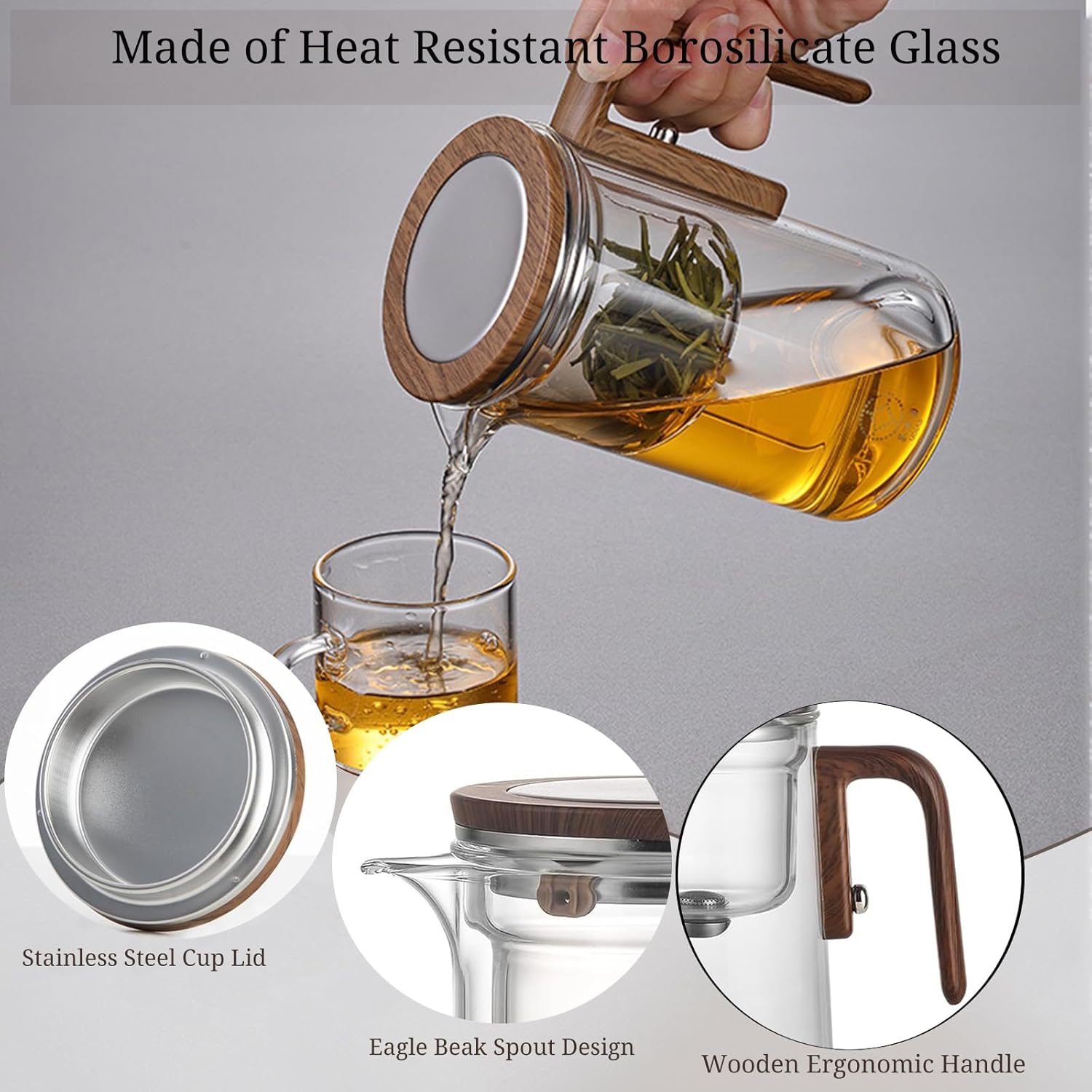 Tea Pot- 600ml/20.3oz Magic Witchcraft Enchanted Glass Teapot with Strainer, Tea Innovative Water Separation Teapot, Borosilicate Glass Tea Infuse (20.3oz)