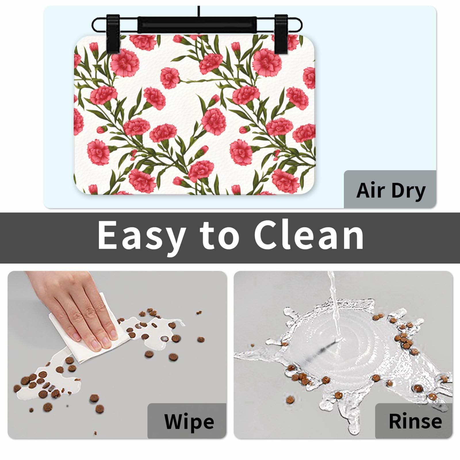 Cartoon-Nelke bedruckte Futternapf-Matten, rutschfeste und geschmacksneutrale Futtermatten für Hunde und Katzen