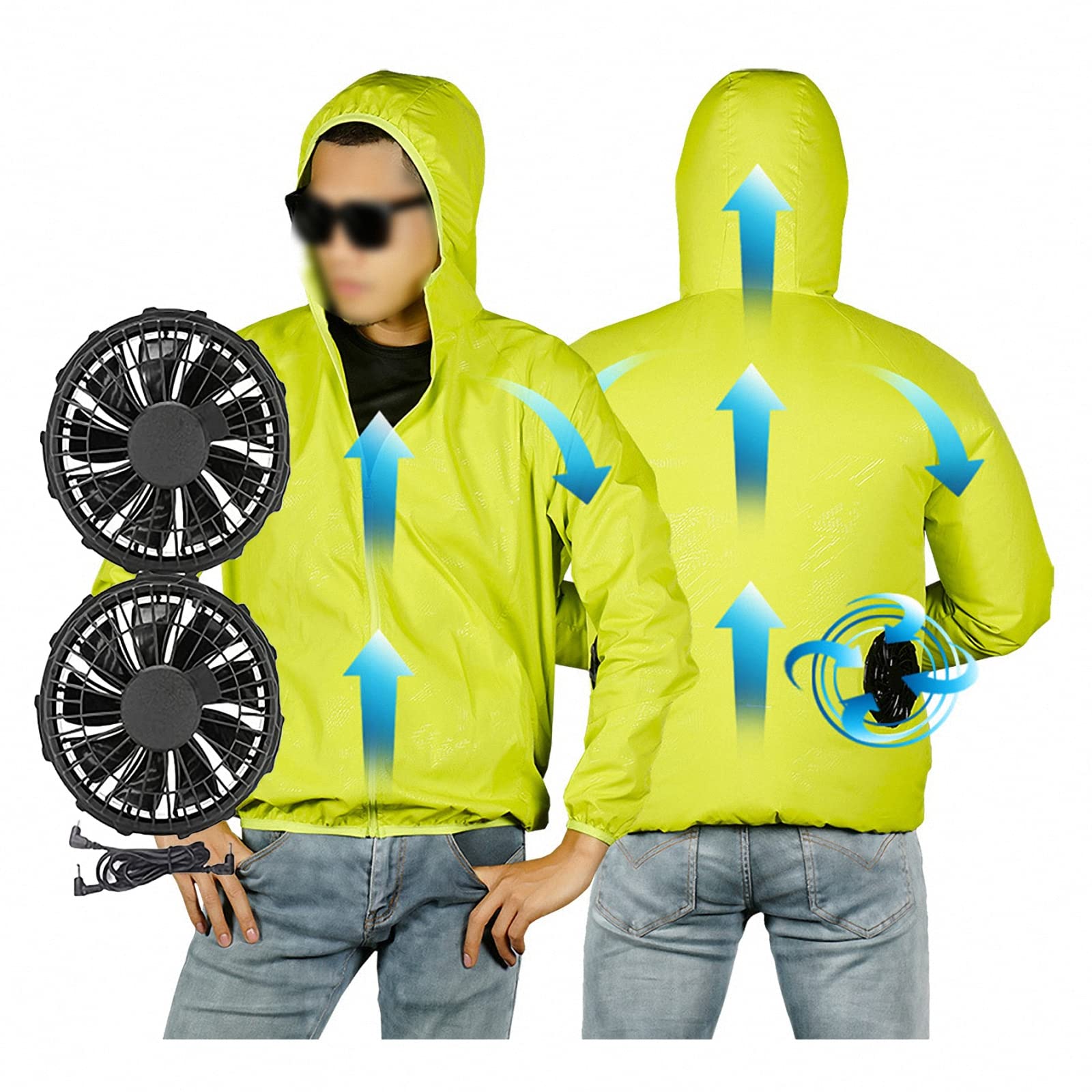 Ropa de Trabajo de Aire acondicionadohombres de Verano,Chaqueta de protección Solar de Ventilador de refrigeración con Carga USB Exteriores-Banco de energía no Incluido