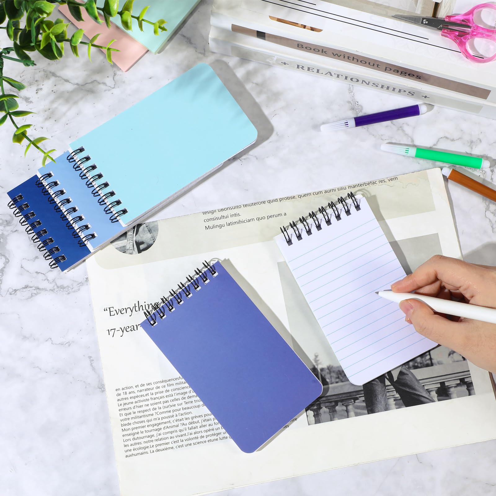 Resurhang 48 cuadernos de bolsillo pequeños a granel, 7,6 x 12,7 cm, con páginas rayadas, mini bloc de notas en espiral para escuela, oficina, suministros para el hogar, regalo, 4 colores surtidos