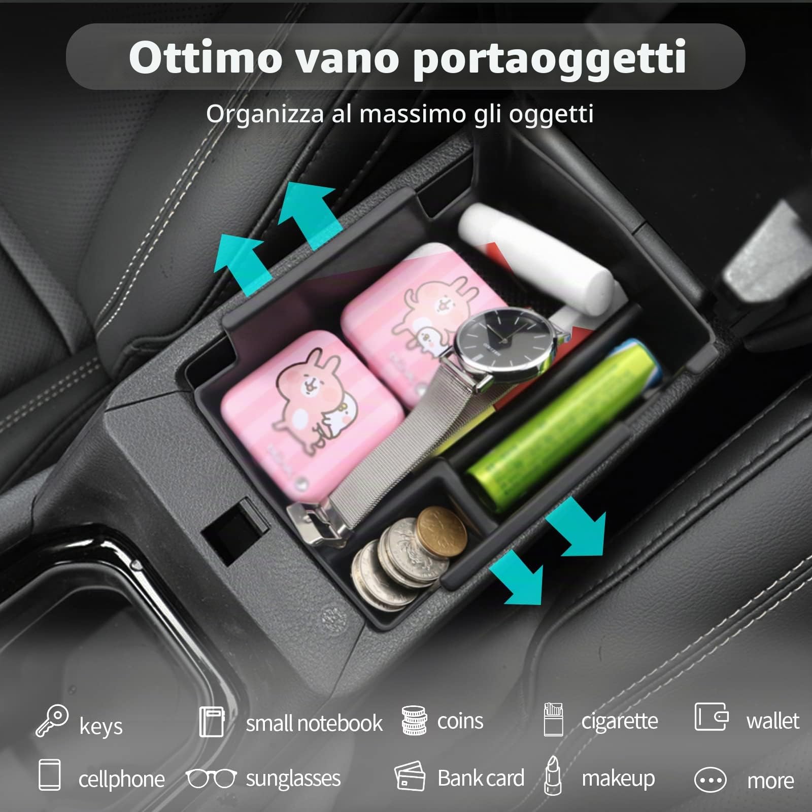 CDEFG Compatibile con Alfa Romeo Tonale 2022 2023 2024 2025, Vano Portaoggetti da Bracciolo Scatola di Controllo Centrale Scatola di Organizer per Auto Tonale Hybrid PHEV Accessori (Blu)