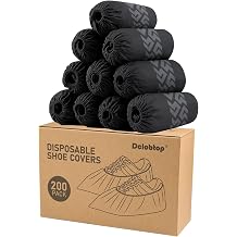Black Recycable Shoe Covers Disposable - Recyclable Shoe Covers Disposable for Indoors, Fits Up To 11 US Men and 13 US Women Size,Recyclable Non-Woven Fabric - 200pcs