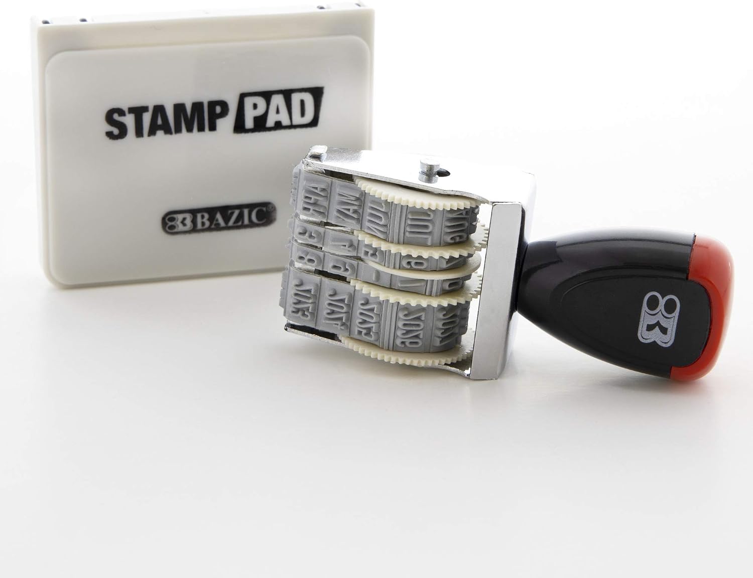 BAZIC Date Stamp and Ink Pad (Black Ink), 12 Years of Dates, Nickel-Plated Steel, Stamp Impression Size 1" x 0.15", Great for Office, Shipping, Receiving, Accounting, Expiration, Due Dates, 1-Pack